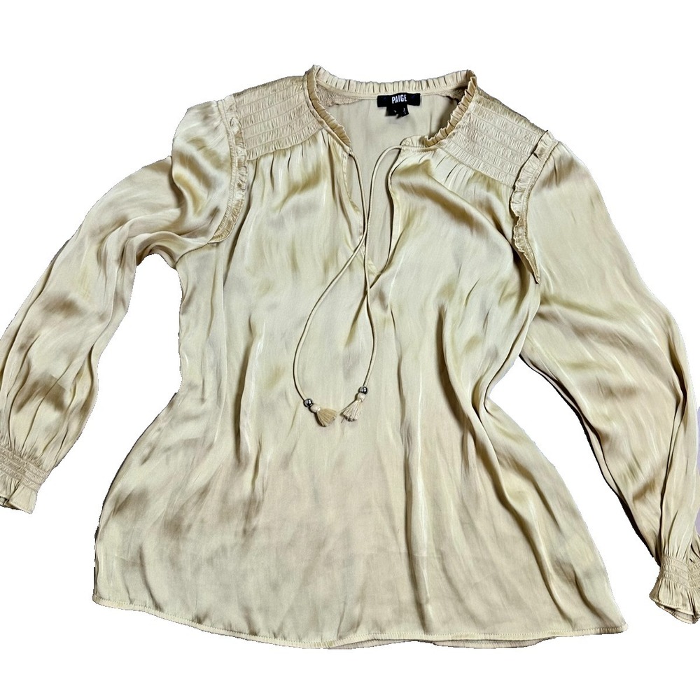 Paige Peasant Blouse Smocked Victorian Prairie Cottage Romantic Librarian S